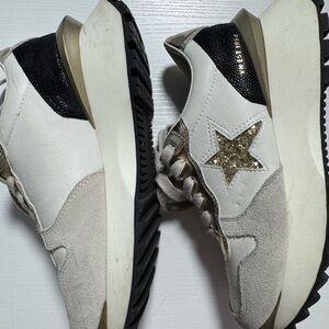 White and Gold Star Sneakers